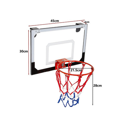 Indoor Mini Basketball Hoop Set - Door Mounted Backboard Kit with Ring & Ball V63-954191
