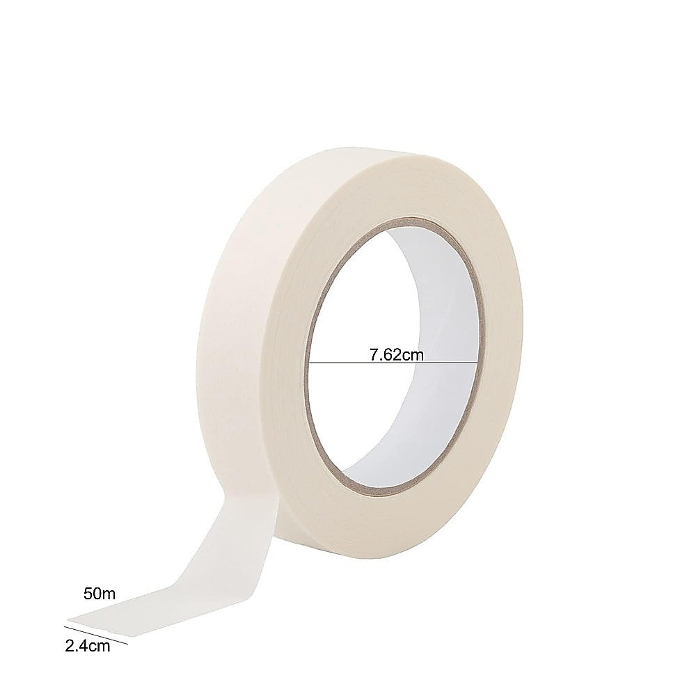 72 x White Masking Tape Rolls - 24mm x 50m Painters Adhesive Tape for Painting V63-954241
