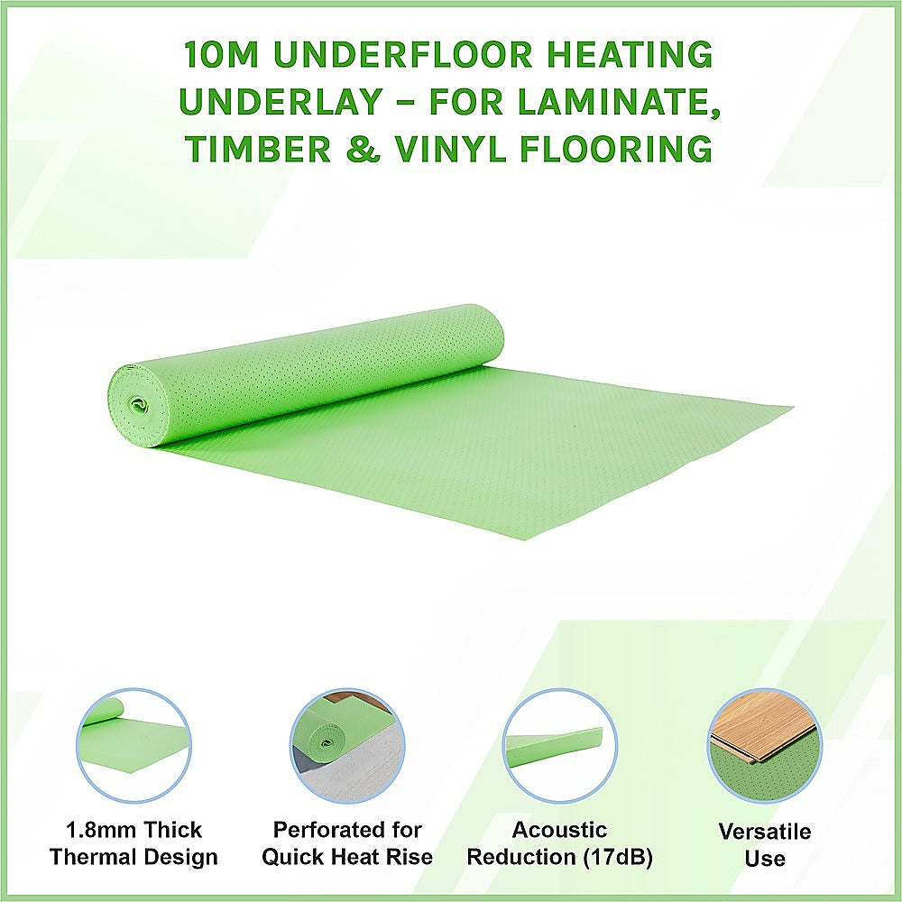 10m Underfloor Heating Underlay - For Laminate, Timber & Vinyl Flooring V63-954251