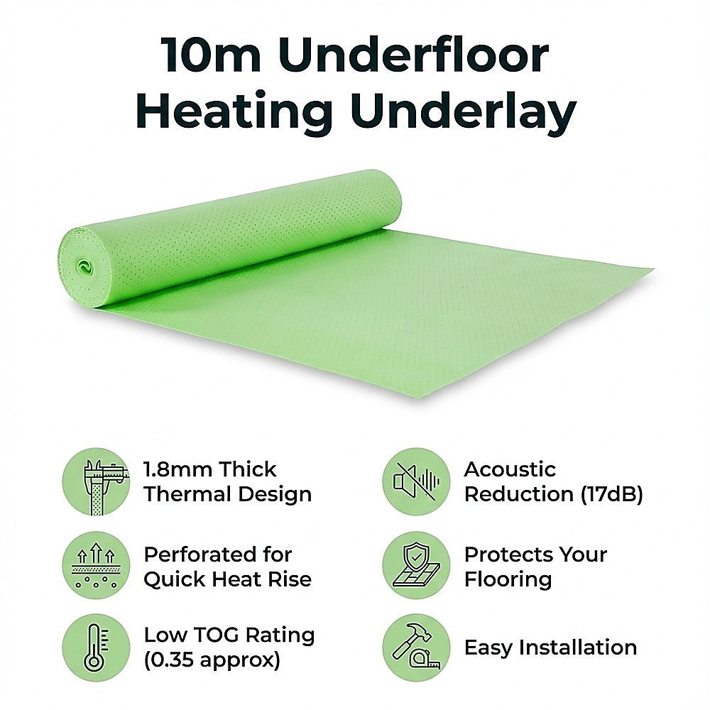 10m Underfloor Heating Underlay - For Laminate, Timber & Vinyl Flooring V63-954251