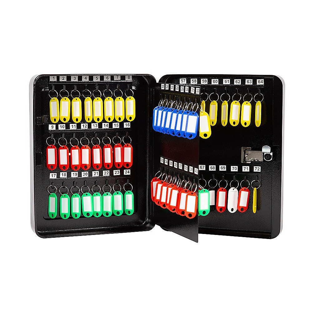 Key Cabinet Lock Box - 72 Key Capacity Wall Mount Secure Storage Organizer V63-954261