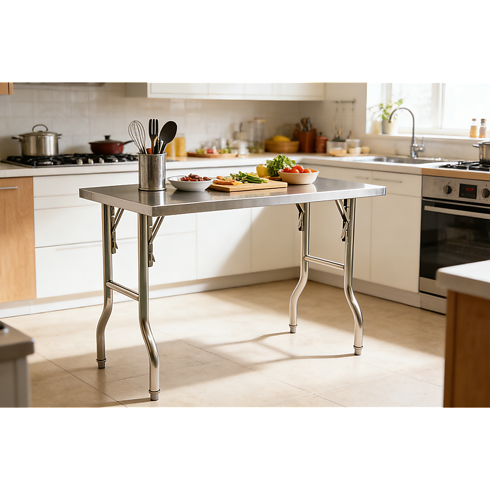 Stainless Steel Kitchen Bench Folding Commercial Prep Work Table 122x61cm V63-954281