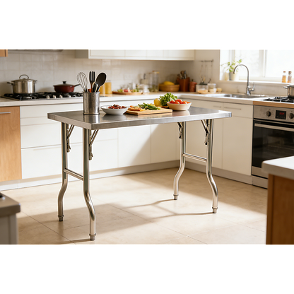 Stainless Steel Kitchen Bench Folding Commercial Prep Work Table 122x61cm V63-954281