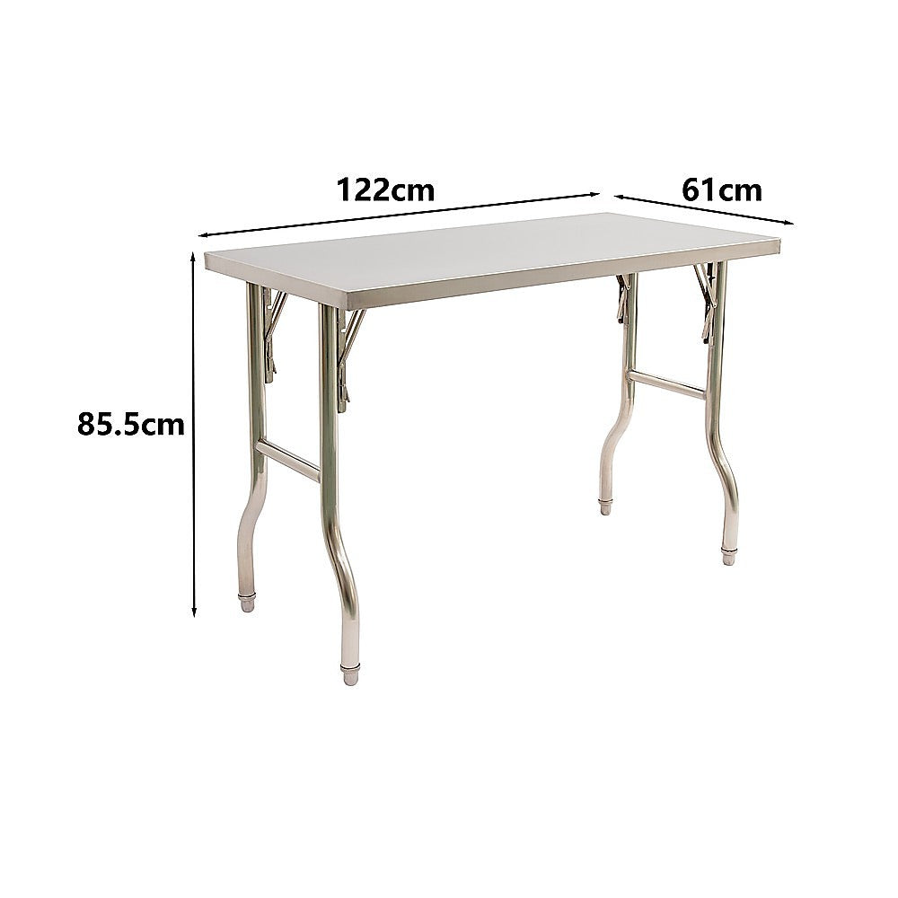 Stainless Steel Kitchen Bench Folding Commercial Prep Work Table 122x61cm V63-954281