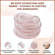 5m Dust Extraction Hose 100mm - Flexible PU Ducting for Workshops V63-954301