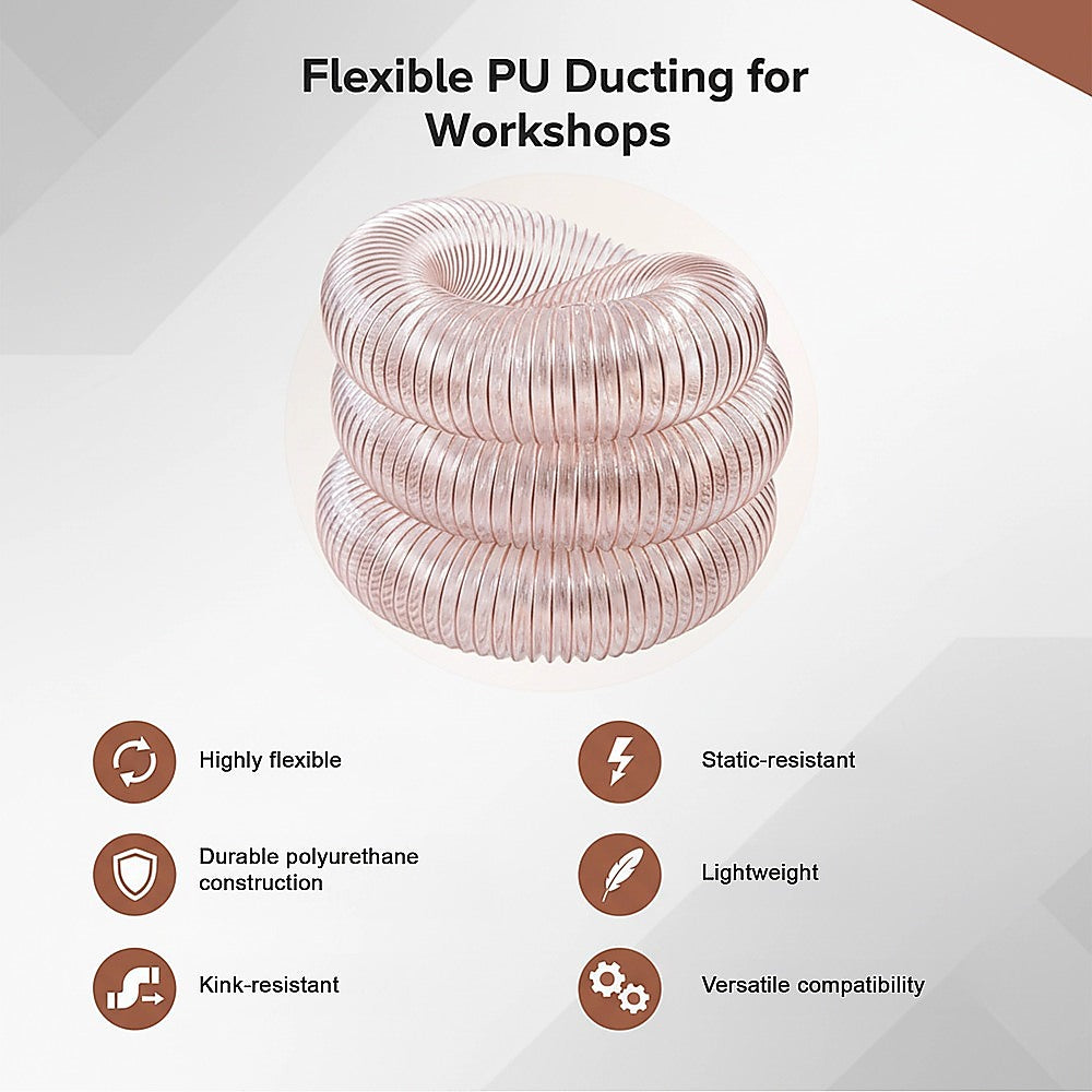 5m Dust Extraction Hose 100mm - Flexible PU Ducting for Workshops V63-954301