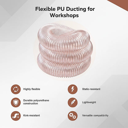 5m Dust Extraction Hose 100mm - Flexible PU Ducting for Workshops V63-954301