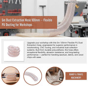 5m Dust Extraction Hose 100mm - Flexible PU Ducting for Workshops V63-954301