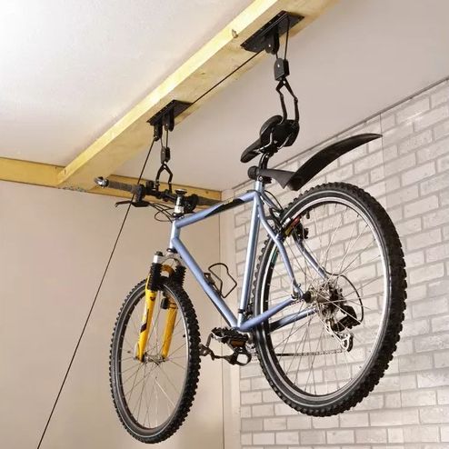 Heavy Duty Bike Hoist Pulley Lift - Garage Ceiling Bicycle Storage Rack w/ Lock V63-954371