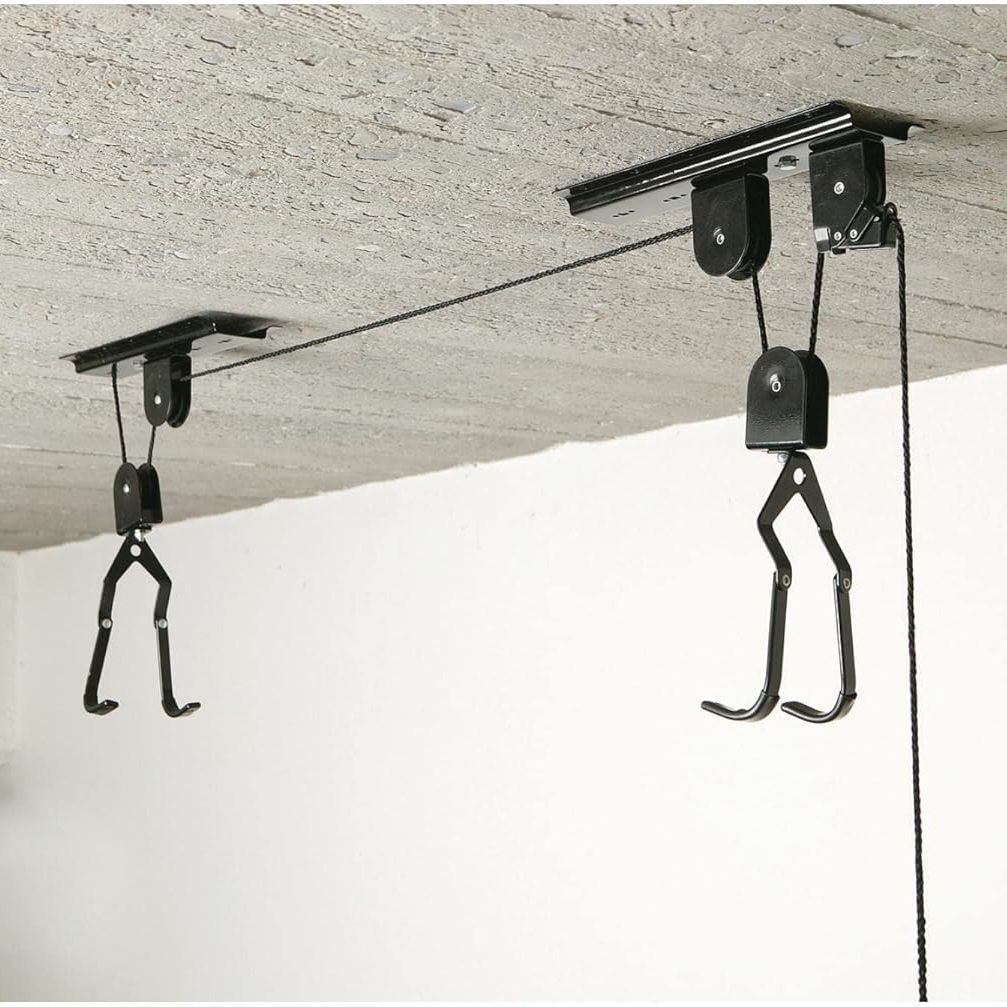 Heavy Duty Bike Hoist Pulley Lift - Garage Ceiling Bicycle Storage Rack w/ Lock V63-954371