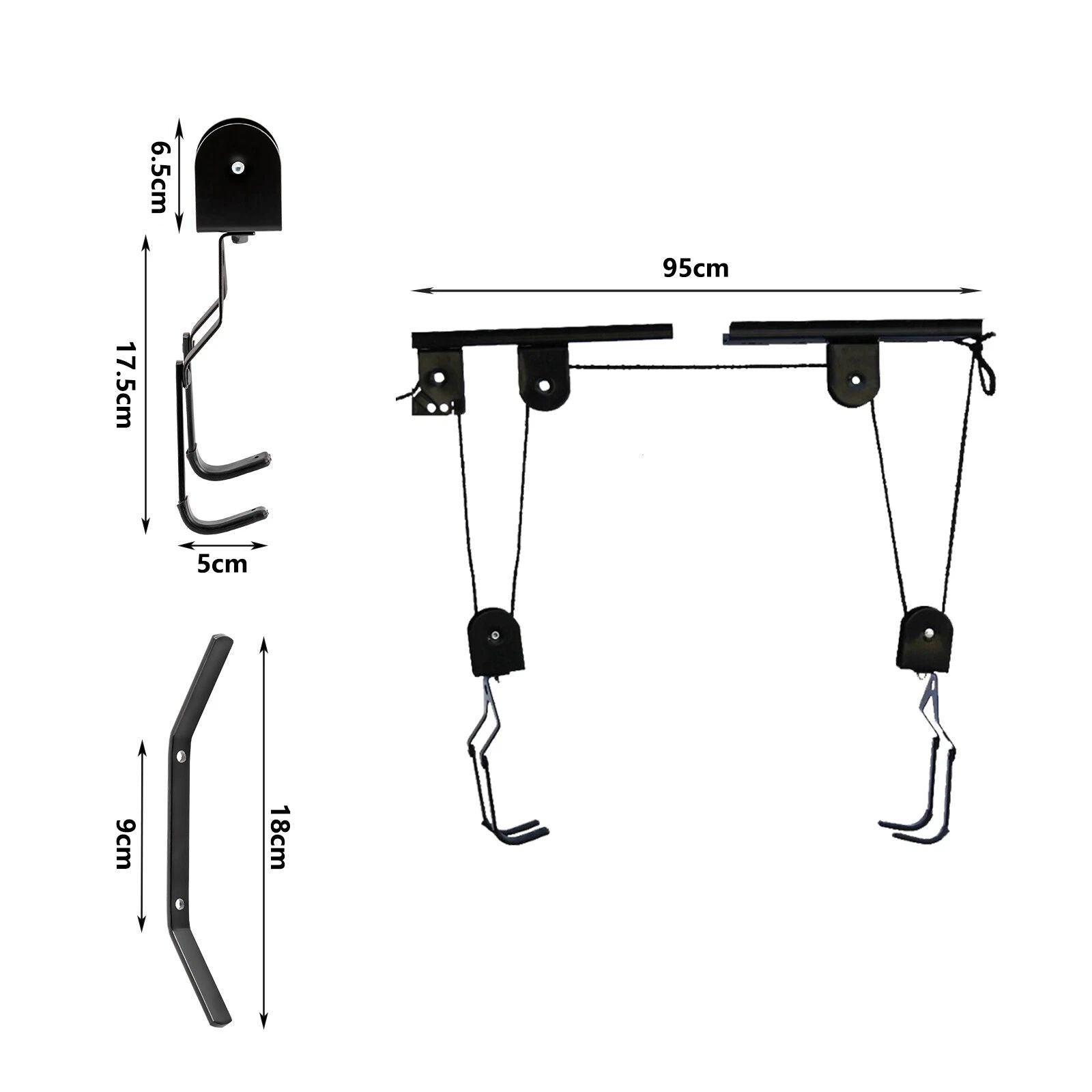 Heavy Duty Bike Hoist Pulley Lift - Garage Ceiling Bicycle Storage Rack w/ Lock V63-954371