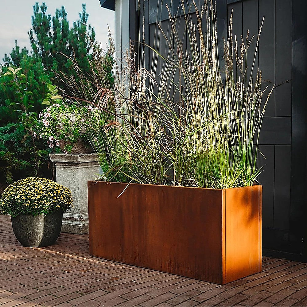 Corten Steel Planter Box 62x40x39cm Outdoor Garden Raised Bed Rust Finish V63-954411