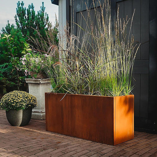 Corten Steel Planter Box 62x40x39cm Outdoor Garden Raised Bed Rust Finish V63-954411