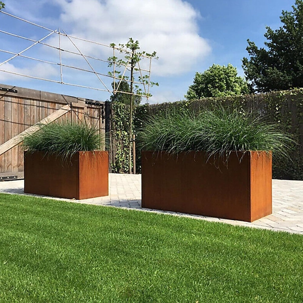 Corten Steel Planter Box 62x40x39cm Outdoor Garden Raised Bed Rust Finish V63-954411