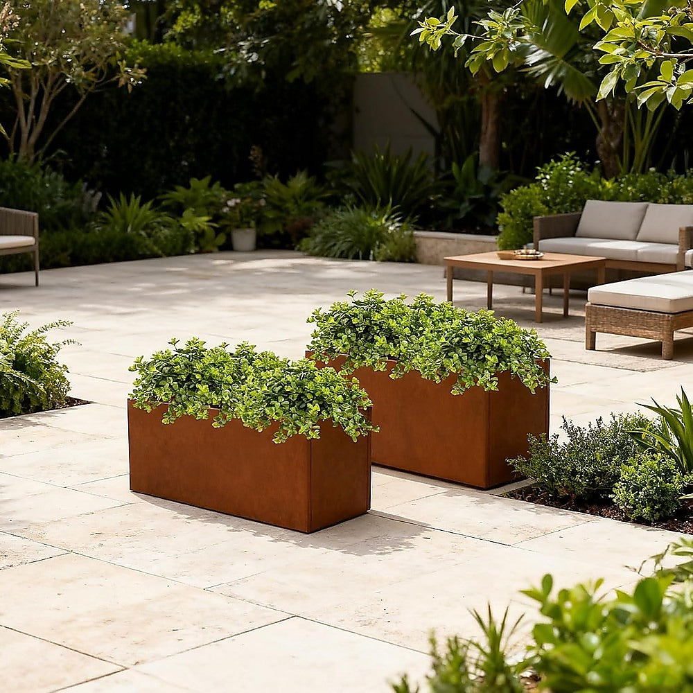 Corten Steel Planter Box 62x40x39cm Outdoor Garden Raised Bed Rust Finish V63-954411