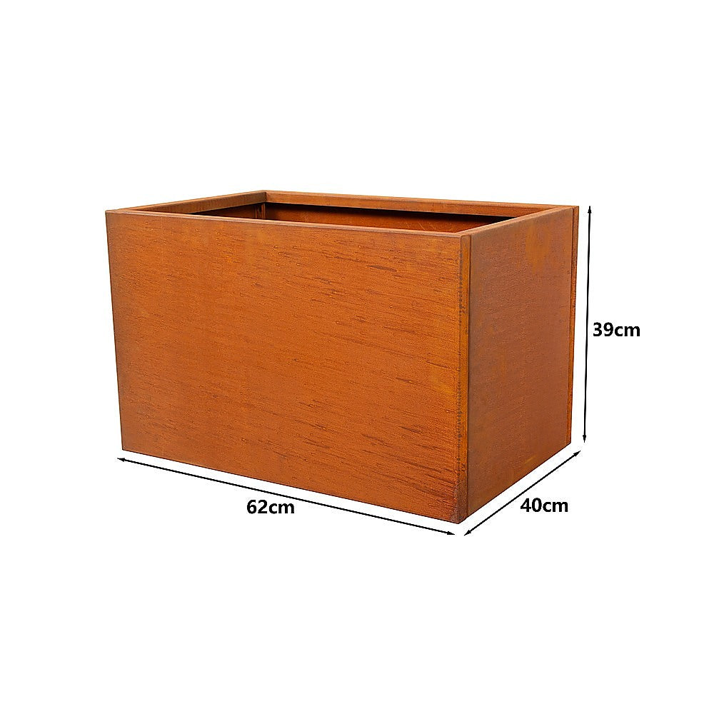 Corten Steel Planter Box 62x40x39cm Outdoor Garden Raised Bed Rust Finish V63-954411