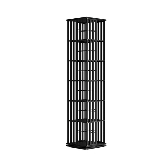 360 Rotating Bookshelf Bamboo Storage Display Rack Shelving in Black V63-954471