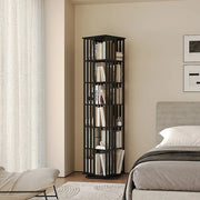 360 Rotating Bookshelf Bamboo Storage Display Rack Shelving in Black V63-954471