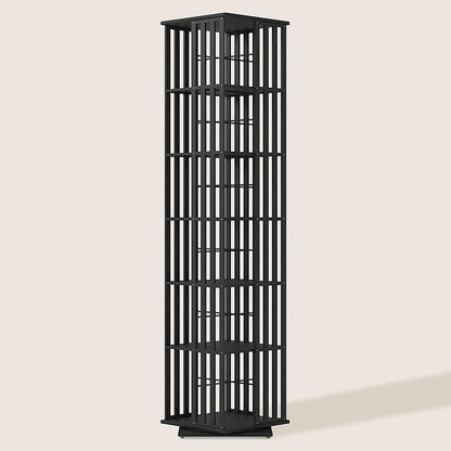 360 Rotating Bookshelf Bamboo Storage Display Rack Shelving in Black V63-954471