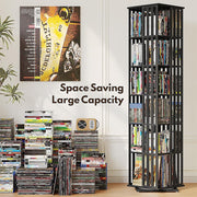360 Rotating Bookshelf Bamboo Storage Display Rack Shelving in Black V63-954471