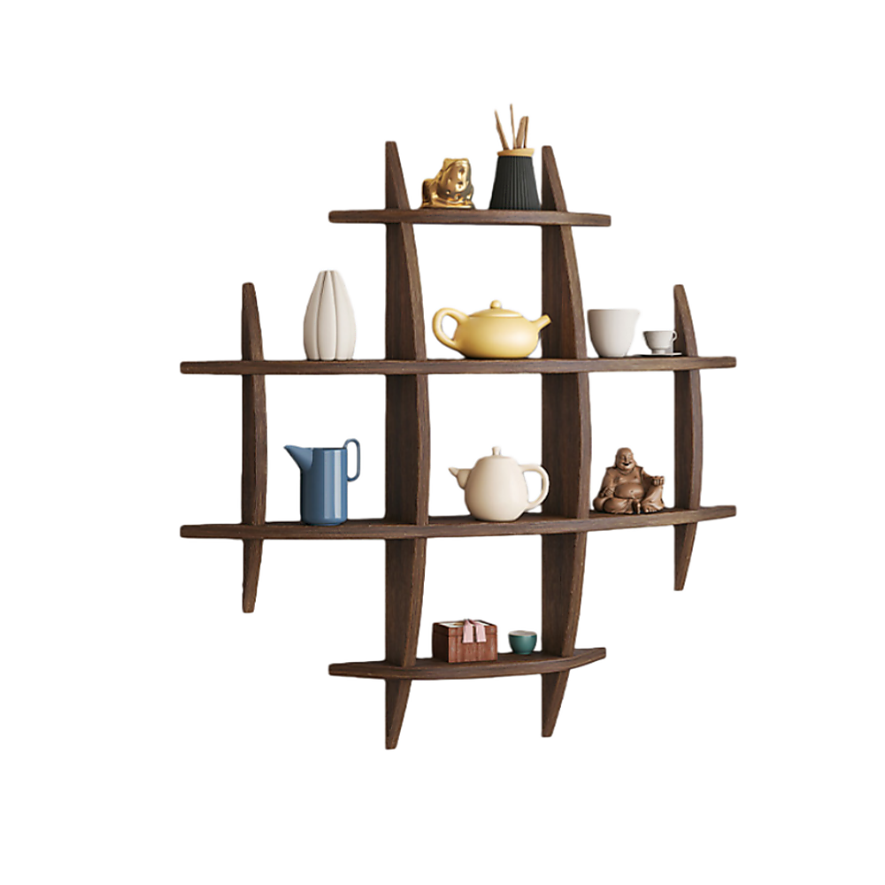 90x90cm Solid Wood Wall Mounted Display Shelf Antique Style Decor V63-954491