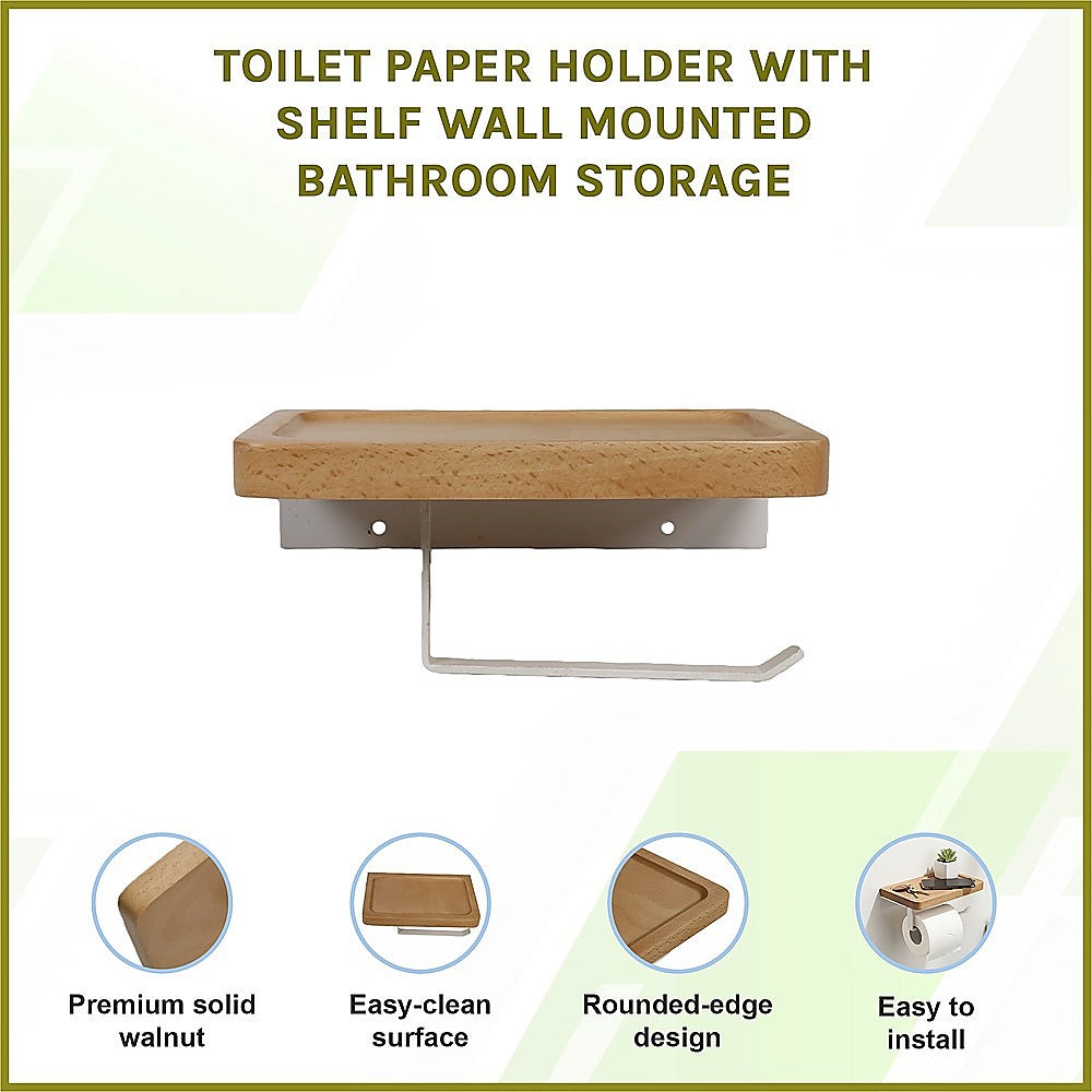 Toilet Paper Holder with Shelf Wall Mounted Bathroom Storage V63-954511