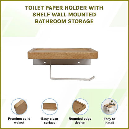 Toilet Paper Holder with Shelf Wall Mounted Bathroom Storage V63-954511