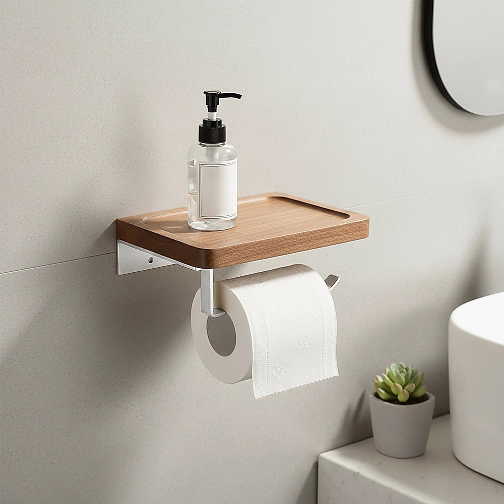 Toilet Paper Holder with Shelf Wall Mounted Bathroom Storage V63-954511