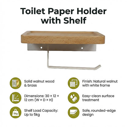 Toilet Paper Holder with Shelf Wall Mounted Bathroom Storage V63-954511