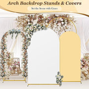 Arch Backdrop Stand with White & Yellow Cover Set for Weddings Events V63-954601