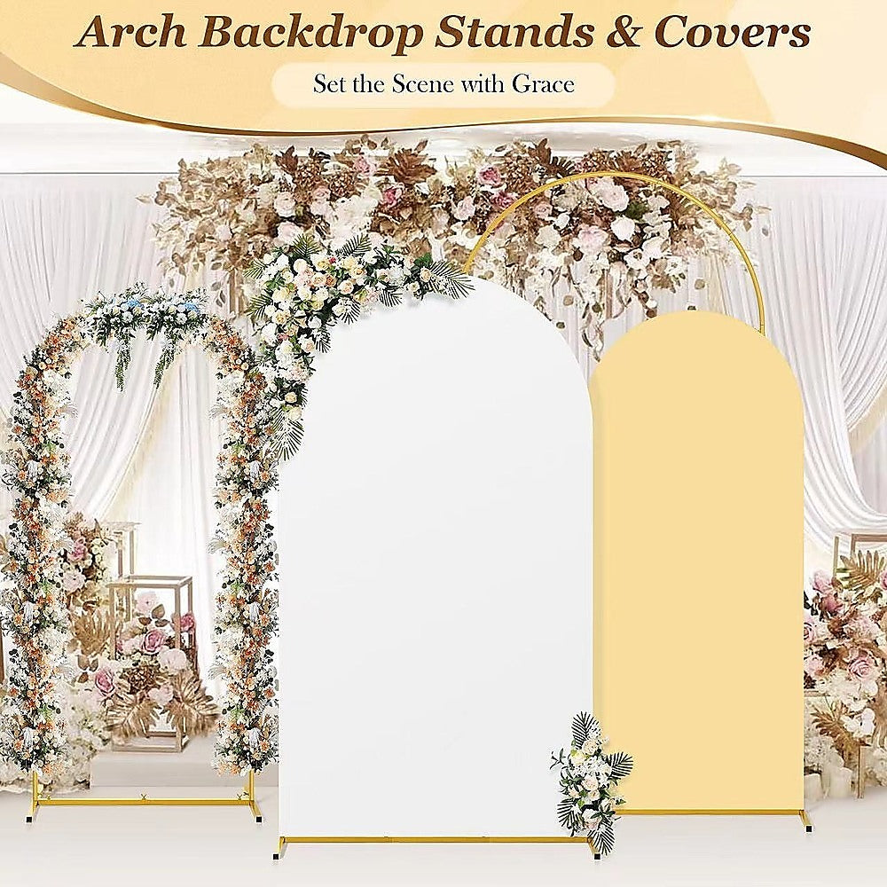 Arch Backdrop Stand with White & Yellow Cover Set for Weddings Events V63-954601