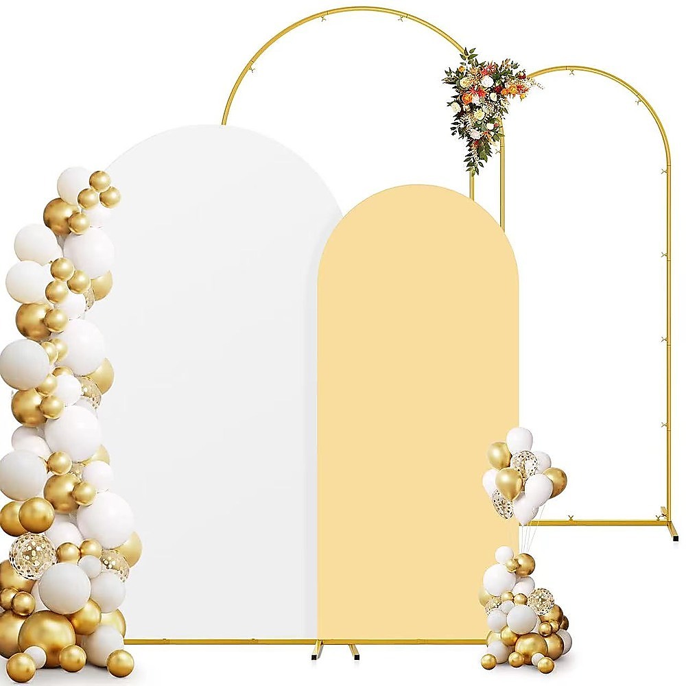 Arch Backdrop Stand with White & Yellow Cover Set for Weddings Events V63-954601