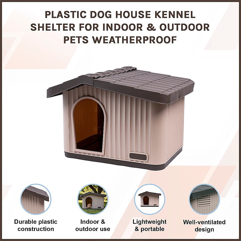 Plastic Dog House Kennel Shelter for Indoor & Outdoor Pets Weatherproof V63-954631