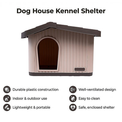 Plastic Dog House Kennel Shelter for Indoor & Outdoor Pets Weatherproof V63-954631