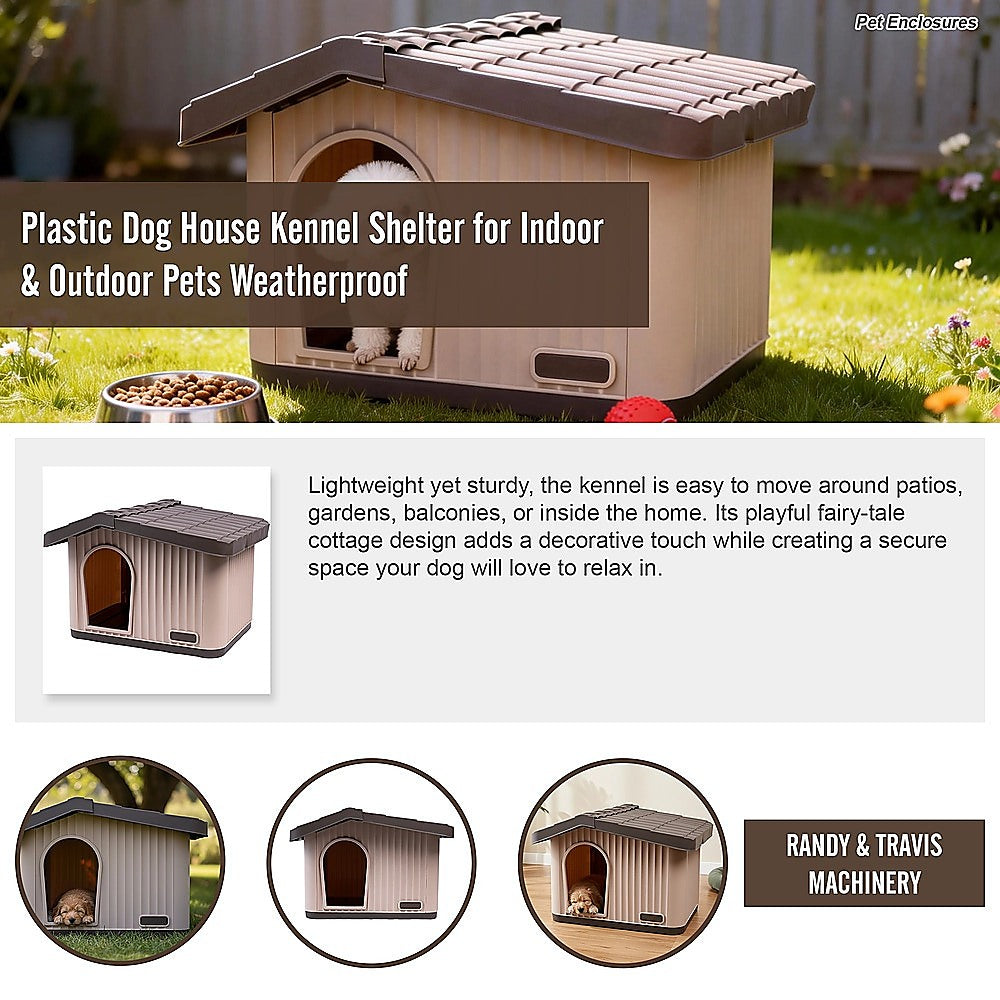 Plastic Dog House Kennel Shelter for Indoor & Outdoor Pets Weatherproof V63-954631