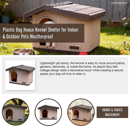 Plastic Dog House Kennel Shelter for Indoor & Outdoor Pets Weatherproof V63-954631