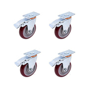 4 Pack 5 Inch Heavy Duty Locking Caster Wheels Swivel Plate Castors V63-954641