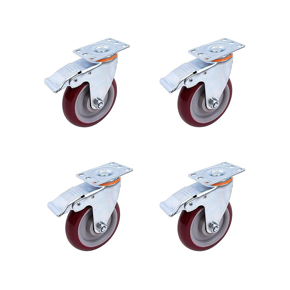 4 Pack 5 Inch Heavy Duty Locking Caster Wheels Swivel Plate Castors V63-954641