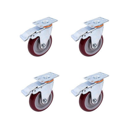 4 Pack 5 Inch Heavy Duty Locking Caster Wheels Swivel Plate Castors V63-954641