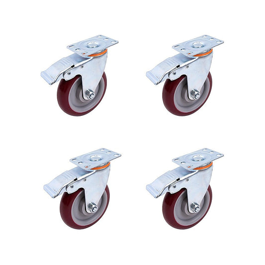 4 Pack 5 Inch Heavy Duty Locking Caster Wheels Swivel Plate Castors V63-954641