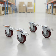 4 Pack 5 Inch Heavy Duty Locking Caster Wheels Swivel Plate Castors V63-954641