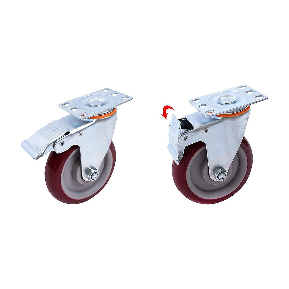 4 Pack 5 Inch Heavy Duty Locking Caster Wheels Swivel Plate Castors V63-954641