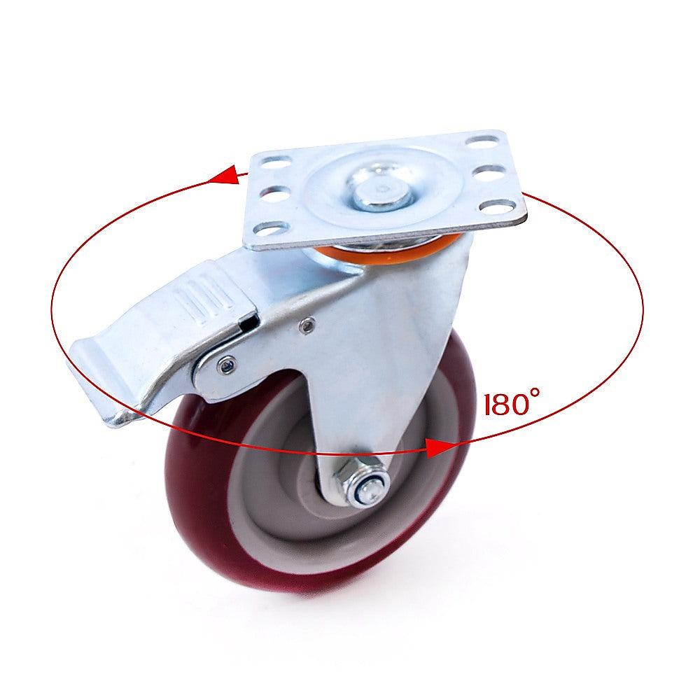 4 Pack 5 Inch Heavy Duty Locking Caster Wheels Swivel Plate Castors V63-954641