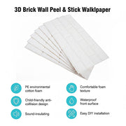 3D Brick Wall Tile Stickers 60x30cm - 50 Pack Peel & Stick Wallpaper V63-954671