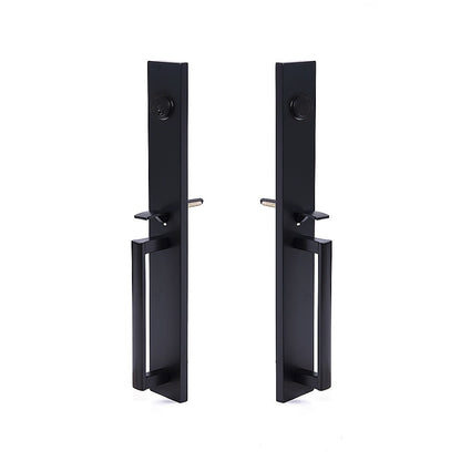 Matte Black Double Door Handle Set Dummy Front Entry Deadbolt Lock V63-954721