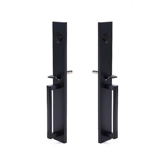 Matte Black Double Door Handle Set Dummy Front Entry Deadbolt Lock V63-954721