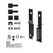 Matte Black Double Door Handle Set Dummy Front Entry Deadbolt Lock V63-954721