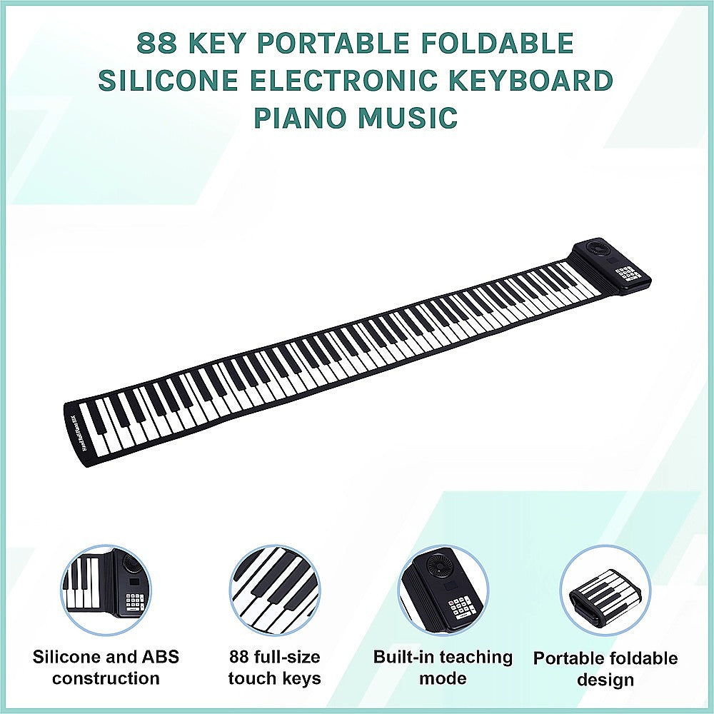 88 Key Portable Foldable Silicone Electronic Keyboard Piano Music V63-954741