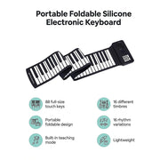 88 Key Portable Foldable Silicone Electronic Keyboard Piano Music V63-954741