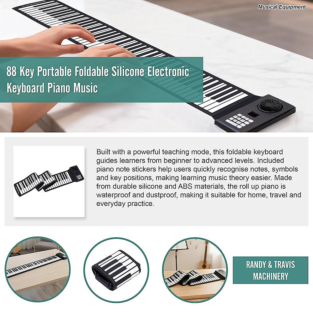 88 Key Portable Foldable Silicone Electronic Keyboard Piano Music V63-954741